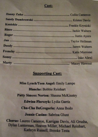 Grease Cast: March 15